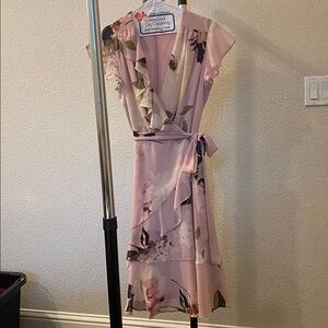 Floral Lavender Pink Ruffle Easter Dress with Waist Tie